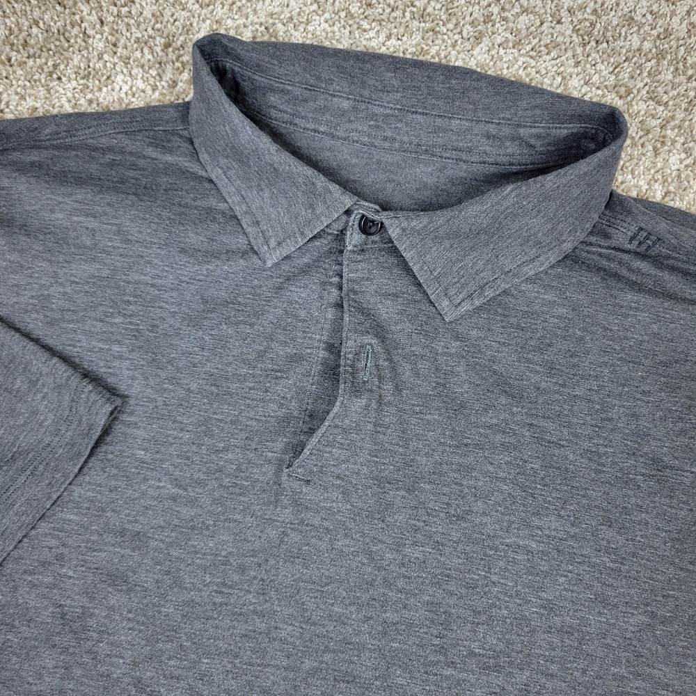 Lululemon Mens Large Solid Gray Performance Stretch Polo Short Sleeve